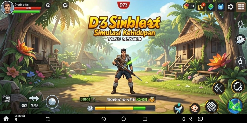 Tampilan menarik gameplay D73 dengan elemen simulasi kehidupan.
