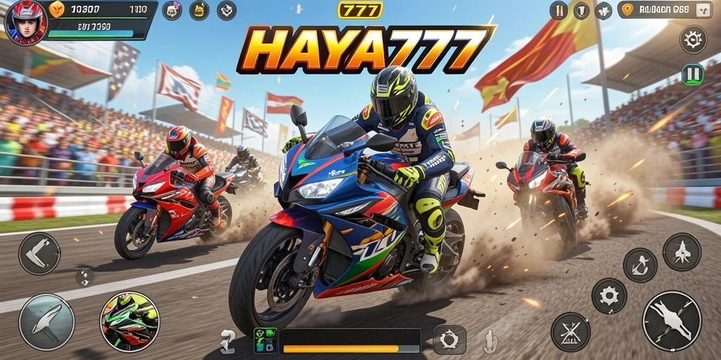 Gameplay balapan motor yang mendebarkan dan penuh aksi.