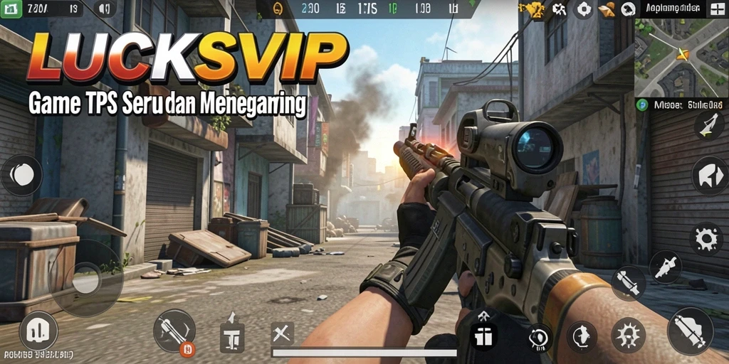 Tampilan gameplay seru dalam LUCKSVIP dengan aksi tembak-menembak.