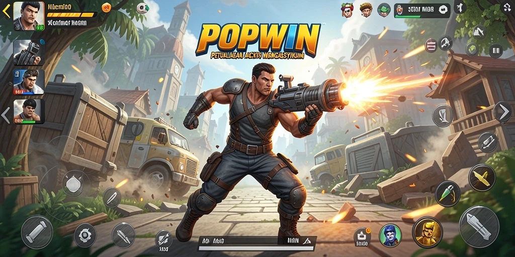 Screenshot menunjukkan aksi mendebarkan dalam gameplay POPWIN.