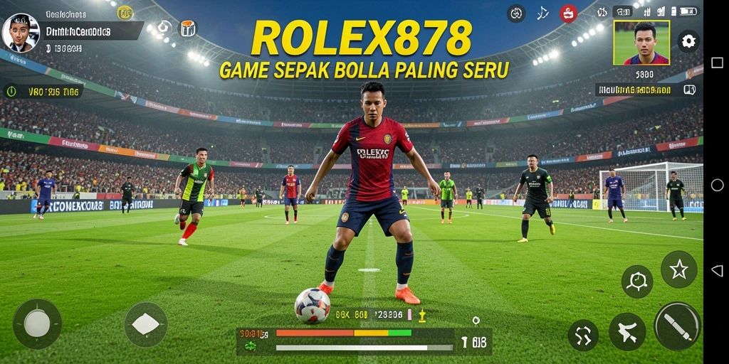 Screenshot menampilkan aksi seru dalam permainan sepak bola.