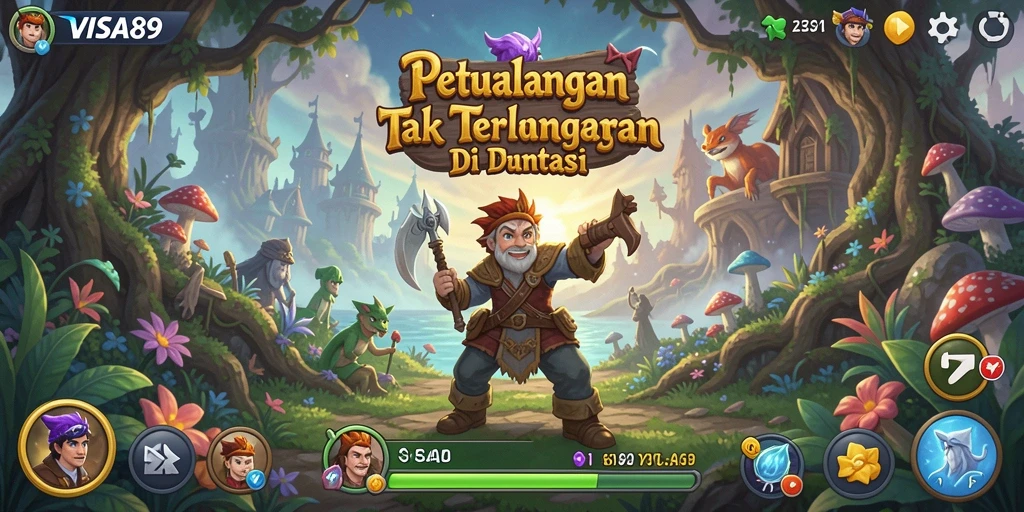 Tangkapan layar <strong>VISA89</strong> menampilkan momen seru dalam petualangan yang penuh tantangan.