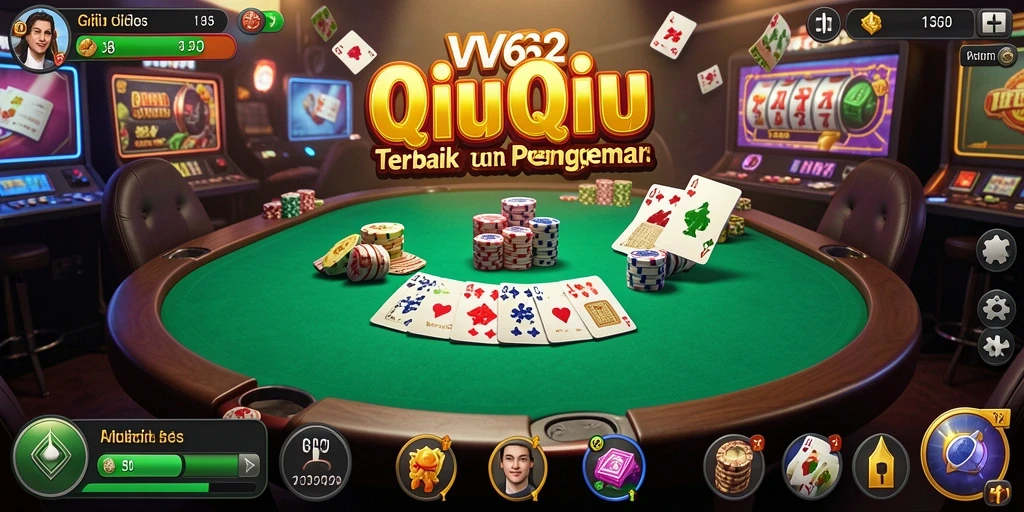 Screenshot utama VV62 menunjukkan keseruan bermain QiuQiu.
